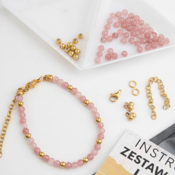 Zestaw do samodzielnego wykonania bransoletki na lince japońskiej, dodatki ze stali chirurgicznej w kolorze złotym