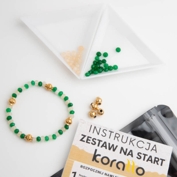 Zestaw do samodzielnego wykonania bransoletki na gumce, dodatki ze stali chirurgicznej w kolorze złotym