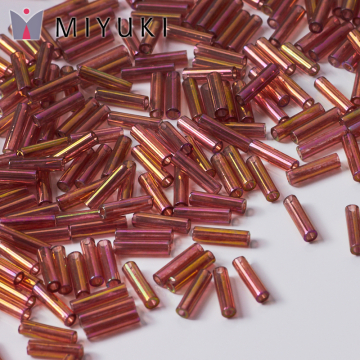 Koraliki Miyuki Bugles #2 6 mm Dark Topaz Rainbow Gold
