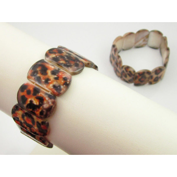 Bransoletka z masy perłowej owale tygrysie 25mm