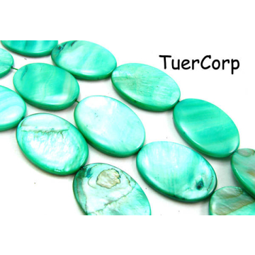 Masa perłowa owal jasna zieleń 30mm