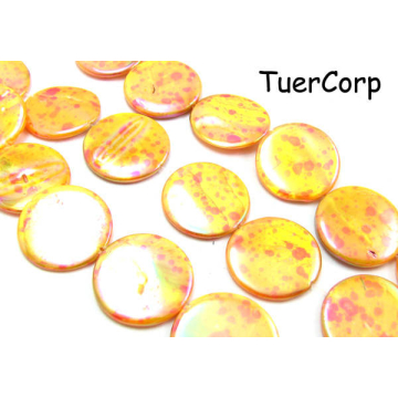 Masa perłowa krążek malowany żółty 25mm