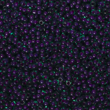 Koraliki NihBeads 12/0 Inside-Color Green Emerald/ Fucia Line