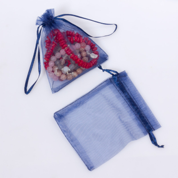 Woreczek z organzy do biżuterii 10x12cm niebieski