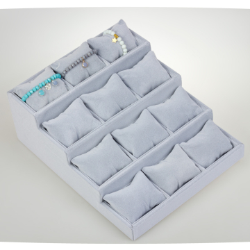 Ekspozytor schodkowy z poduszkami 12 komorowy szary 29x35cm