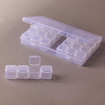 Pudełko do koralików 28 zamykanych przegródek 17,5x10,8x2,8cm