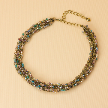 Kolia z drobnych łańcuszków z kryształkami 50cm