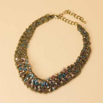 Kolia z drobnych łańcuszków z kryształkami 50cm