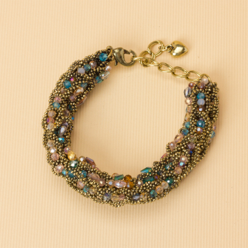 Bransoletka z drobnych łańcuszków z kryształkami 20-25cm