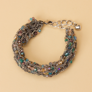 Bransoletka z drobnych łańcuszków z kryształkami 20-25cm