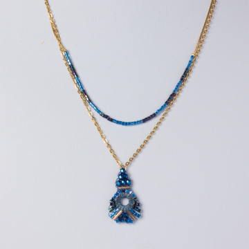 Naszyjnik boho z koralikami Toho na stali chirurgicznej --