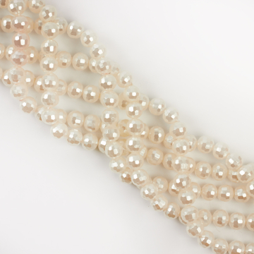 Perła seashell kulka fasetowana biała 8mm