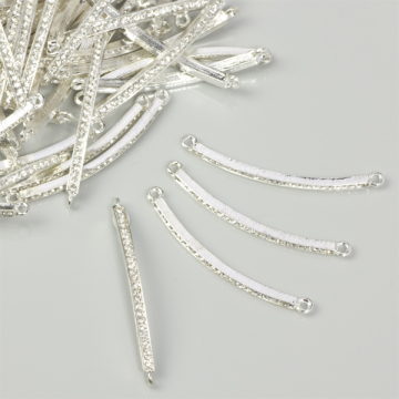 Przekładka pręcik z kryształkami i dwoma oczkami 46x3mm