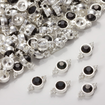 Przekładka z kryształkiem koloru srebrnego jet  10mm