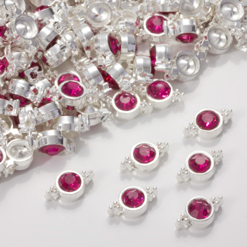 Przekładka z kryształkiem koloru srebrnego fuchsia  10mm