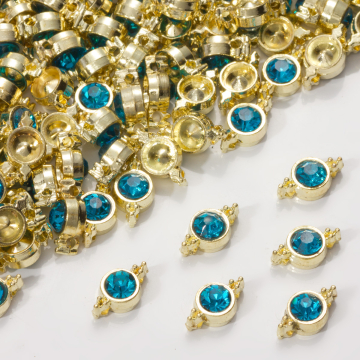 Przekładka z kryształkiem koloru złotego capri blue  10mm