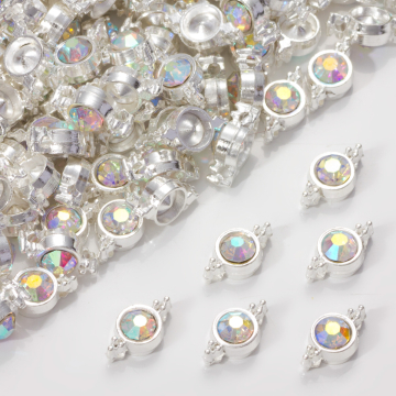 Przekładka z kryształkiem koloru srebrnego crystal AB  10mm