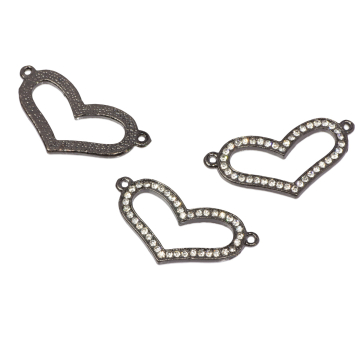 Serce z kryształkami 37x19mm