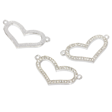 Serce z kryształkami 37x19mm