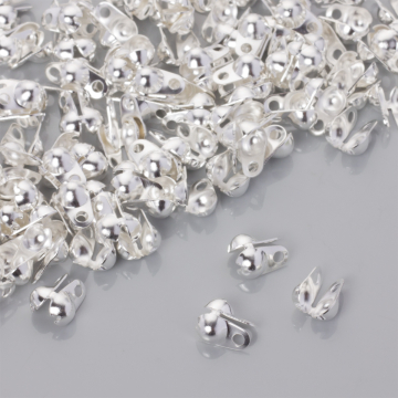 Łapaczki końcówki do korali jabłuszka w srebrnym kolorze 9.5x6mm