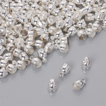 Końcówki do rzemieni i sznurków beczułki w srebrnym kolorze 5mm