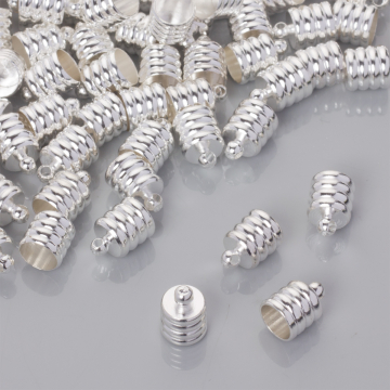 Końcówki do rzemieni rowkowane w srebrnym kolorze 6.5mm