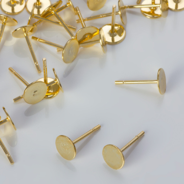 Srebrne sztyfty do przyklejania pozłacane próba 925 6mm