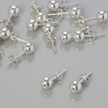 Srebrne kolczyki kulki, próba Ag925  6mm