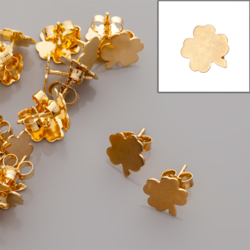 Kolczyki koniczynki, Ag 925, pozłacane 10mm