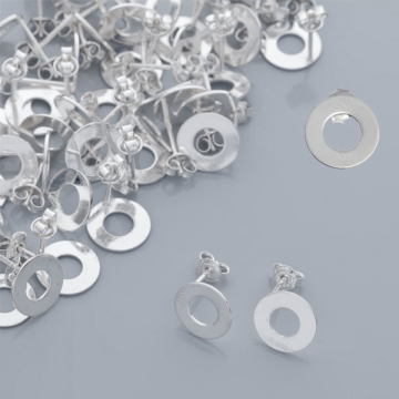 Srebrne kolczyki celebrytki kółka wycięte, Ag 925, 10mm