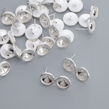 Srebrne sztyfty z rantem do rivoli 8mm, próba Ag925