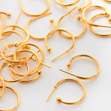 Srebrne sztyfty koła z kulka AG925 pozłacane 18,5mm