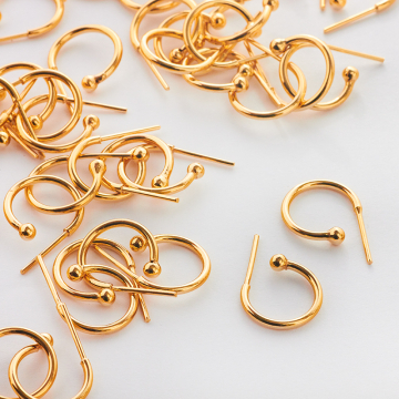 Srebrne kolczyki kółka z kulką AG925 14mm pozłacane