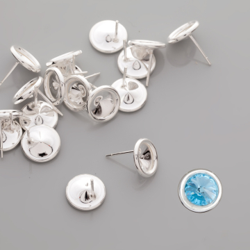 Srebrne sztyfty z grubym rantem na rivoli AG925 11mm