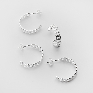 Srebrne kolczyki koła otwarte pancerka drapana AG925 20mm