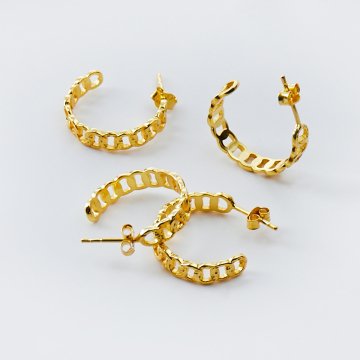 Srebrne kolczyki koła otwarte pancerka drapana AG925 pozłacane 20mm