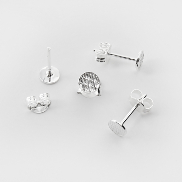 Srebrne kolczyki sztyfty mini kółeczka w kratkę AG925 5mm