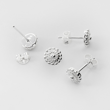 Srebrne kolczyki sztyfty kółka w kropeczki AG925 7mm