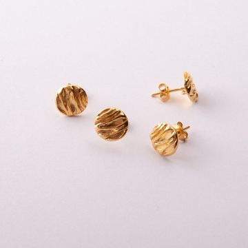 Srebrne kolczyki kółka nacinane AG926 pozłacane 9,5mm