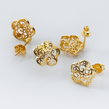 Srebrne bazy kolczyka kwiatki ażurowe z podwieszeniem AG925 11,5mm