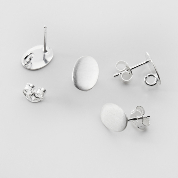 Srebrne bazy kolczyka owale satynowe z podwieszeniem AG925 10mm