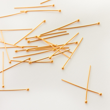 Srebrne szpilki z główką AG925 pozłacane 30x0,7mm