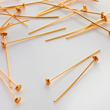 Srebrne szpilki z talerzykiem AG925 pozłacane 30x0,6mm