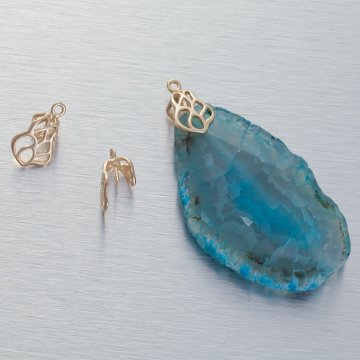 Srebrna krawatka ozdobna do kamieni listek AG925 pozłacana 17.5x10mm