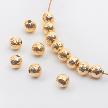 Srebrne przekładki kulki młotkowane AG925 pozłacana 8mm