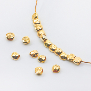 Srebrne przekładki kulki zgniecione młotkowane AG925 pozłacana 5,5x3mm