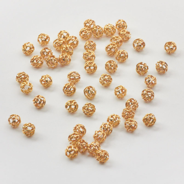 Srebrne kulki ażurowe AG925 pozłacana 4mm