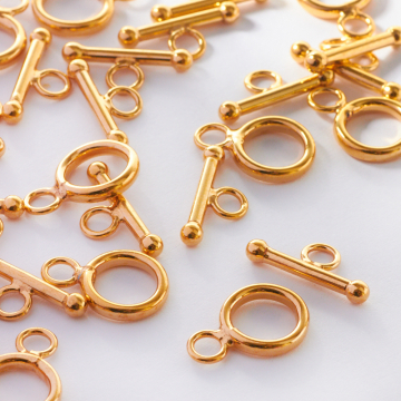 Zapięcie toggle kółko patyczek z kuleczkami AG925 pozłacane 10mm