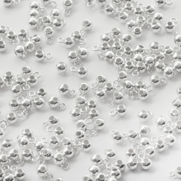 Srebrny stoper z silikonem z kółeczkiem AG925 4mm