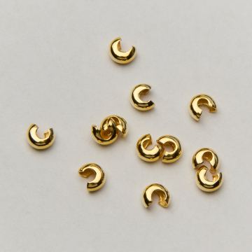 Srebrne crimpcover zaciski do linek i sznurków AG925 pozłacane 4mm